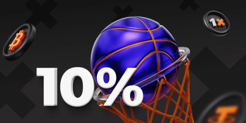 Koszykarskie darmowe zakłady. Możesz uzyskać do 10% łącznej stawki w formie zakładu bez ryzyka, jeśli tylko postawisz co najmniej 0,1 mBTC na wydarzenie związane z koszykówką o kursie 1,50.