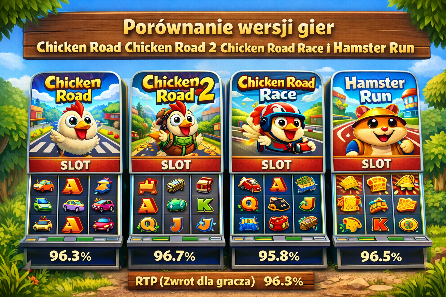 Porownanie Chicken Road, Chicken Road 2, Chicken Road Race i Hamster Run, roznice RTP, mnozniki i format gry